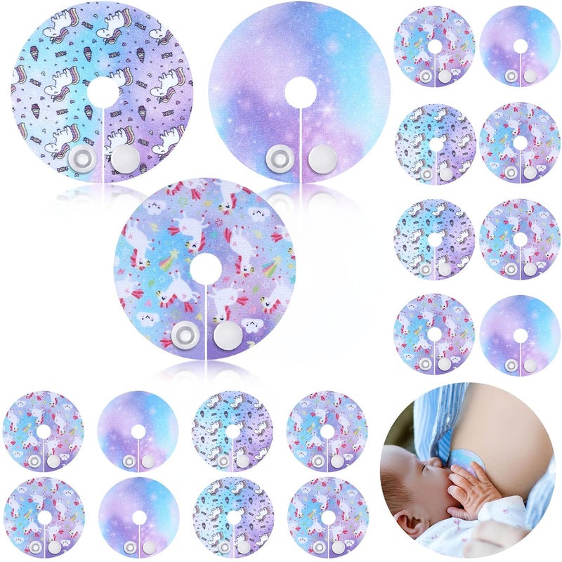 Breling 24 قطعة غطاء زر أنبوب جي وسادات قطنية لدعم التغذية ملحقات أنبوب جي، وسادات زر تغذية يونيكورن لوازم الرضاعة لنساء - Image 1